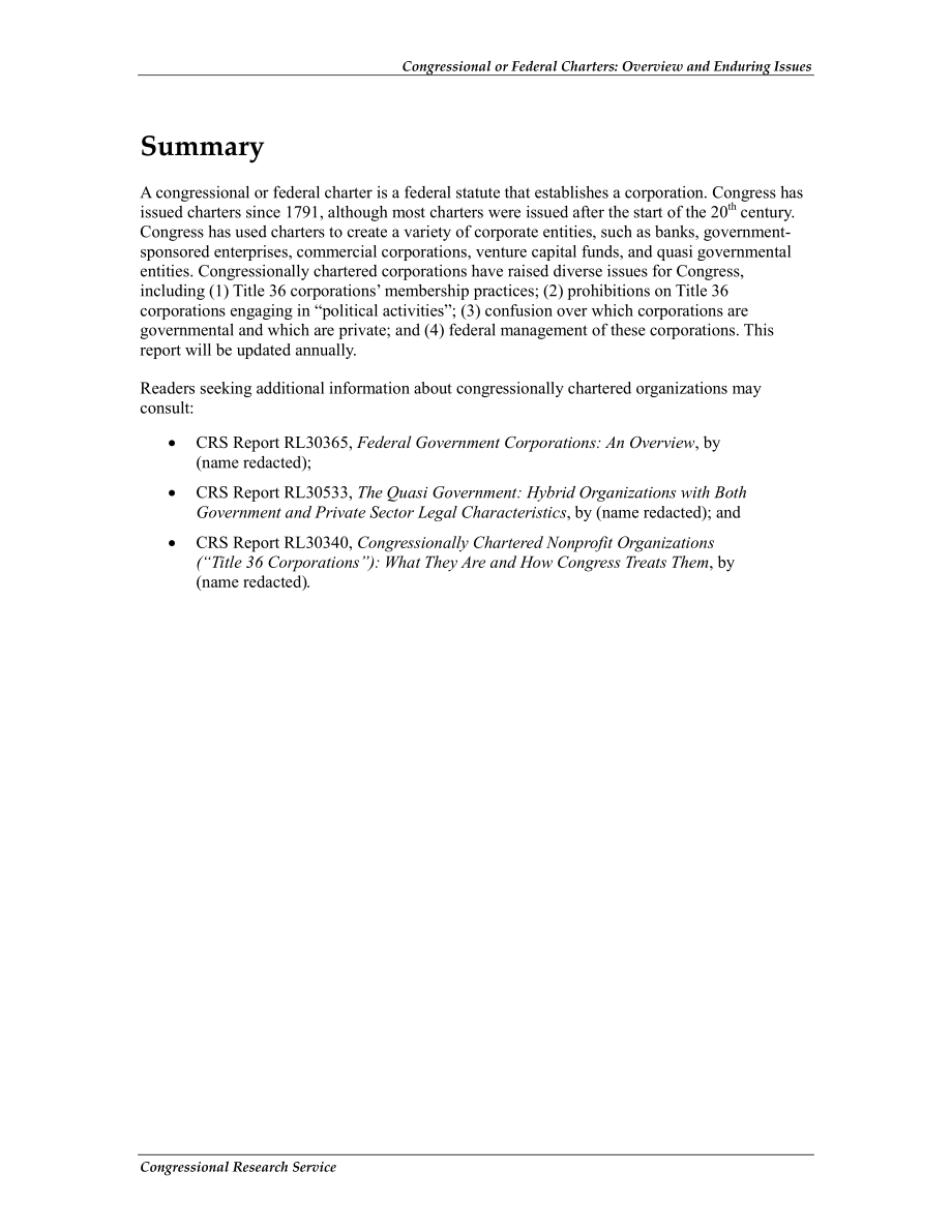 [20130419]RS22230_国会或联邦宪章：概述和长期存在的问题.pdf_第2页