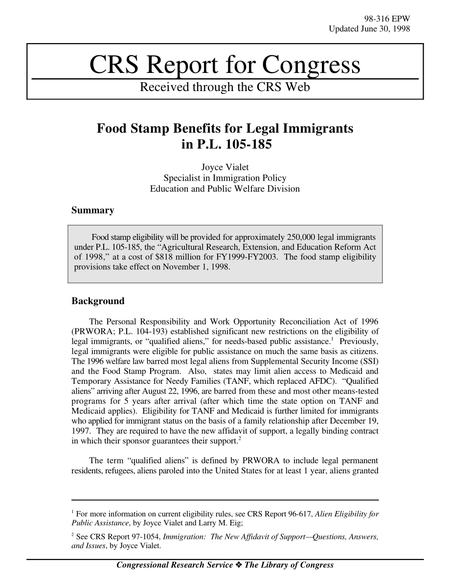 [19980630]98-316EPW_P.L.合法移民的食品券福利105-185.pdf_第1页
