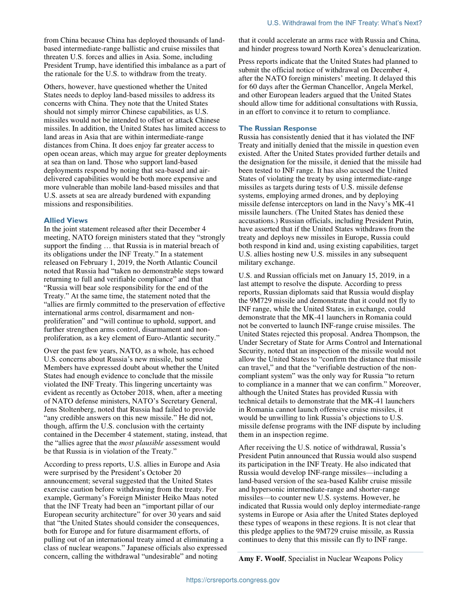 [20200102]IF11051_美国退出中导条约：下一步是什么？.pdf_第2页
