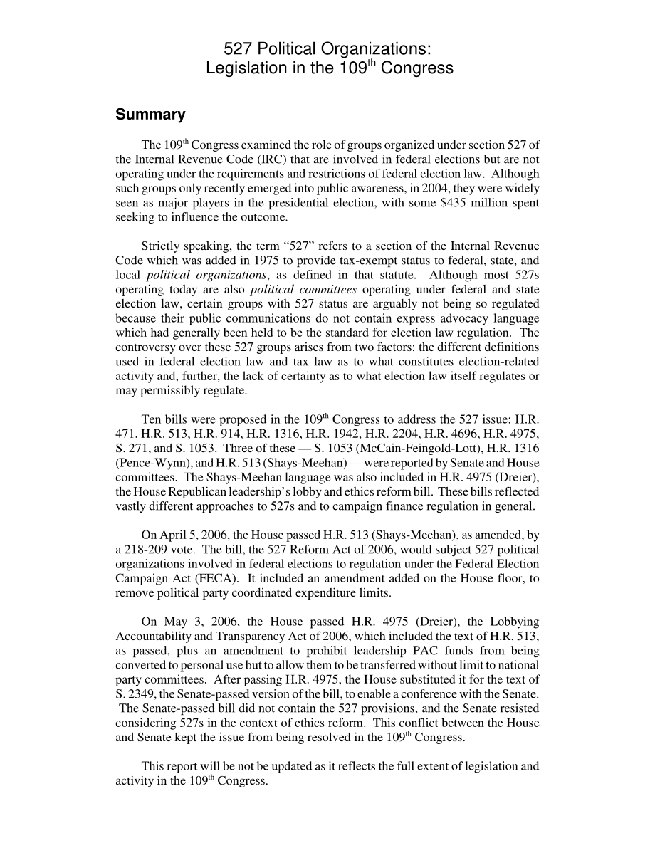[20070124]RL32954_527个政治组织：第109届国会的立法.pdf_第2页