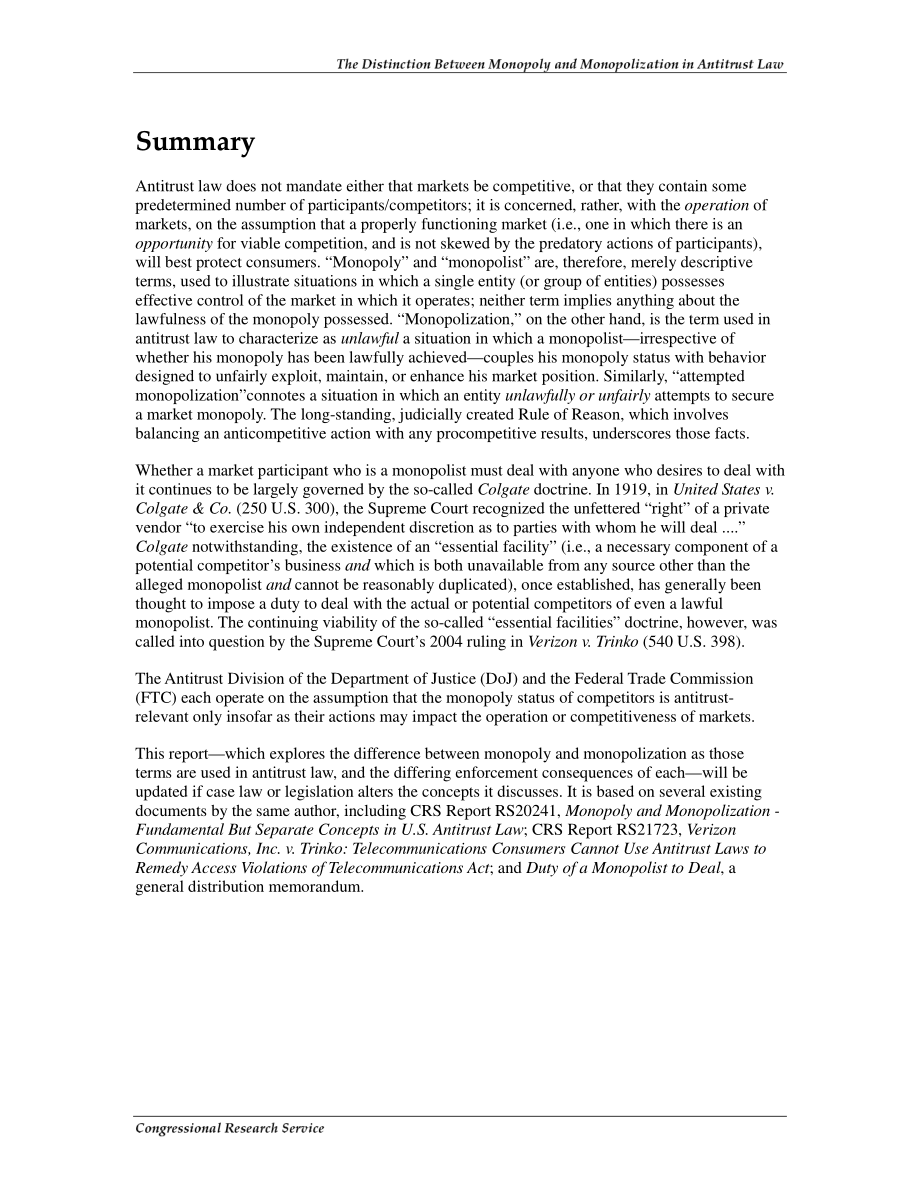 [20061023]RL33708_反垄断法中垄断与垄断的区分.pdf_第2页