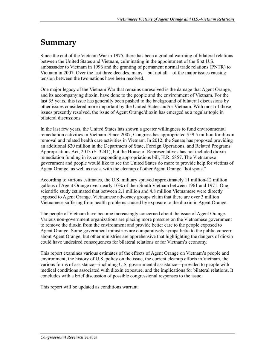 [20121130]RL34761_橙色特工的越南受害者与美越关系.pdf_第2页