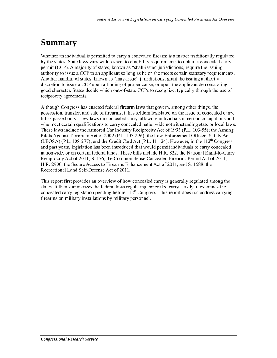 [20111122]R42099_关于携带隐蔽枪支的联邦法律和立法：概述.pdf_第2页