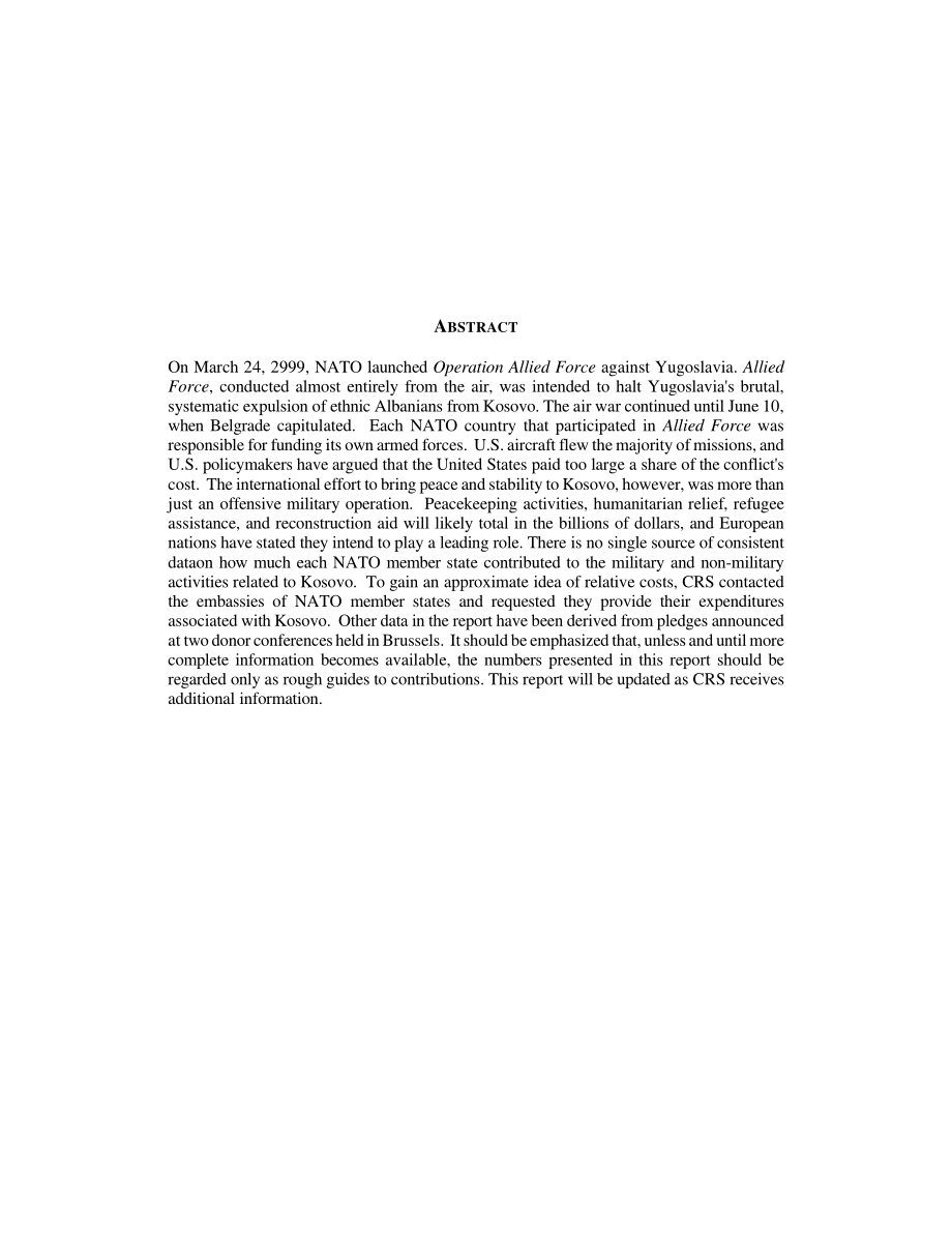 [20000103]RL30398_北约负担分担和科索沃：初步报告.pdf_第2页