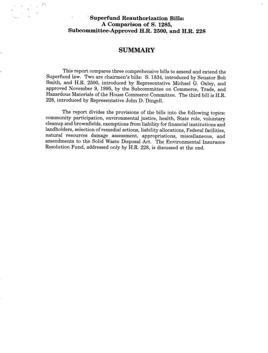 [19951117]95-1129_超级基金再授权法案：S的比较1285年小组委员会批准HR2500和HR228.pdf_第2页