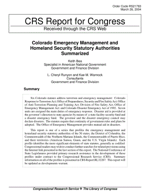 [20040326]RS21783_科罗拉多州应急管理和国土安全法定机构总结.pdf