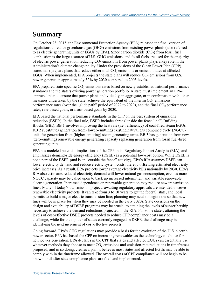 [20151105]R44265_EPA的清洁能源计划：对电力行业的影响.pdf_第2页