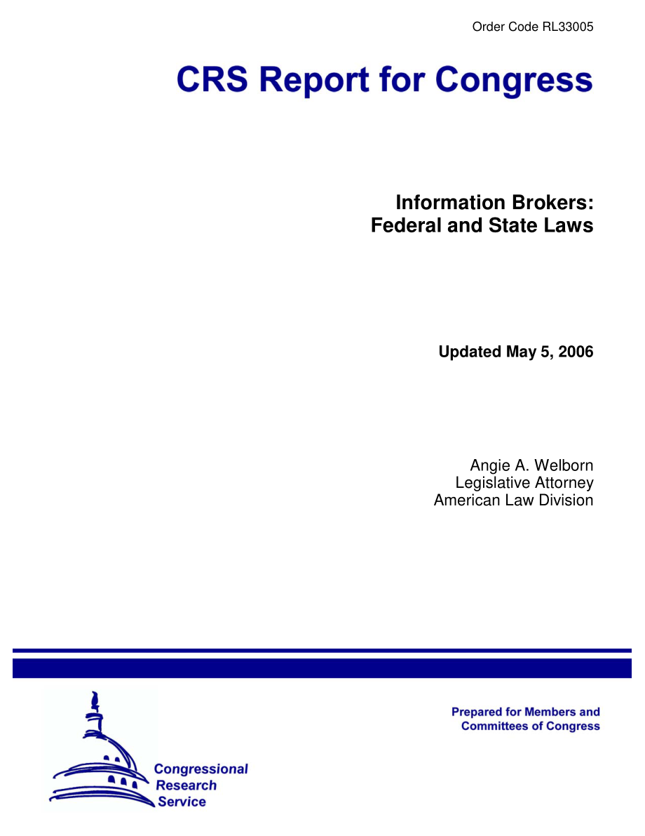 [20060505]RL33005_信息代理：联邦和州法律.pdf_第1页