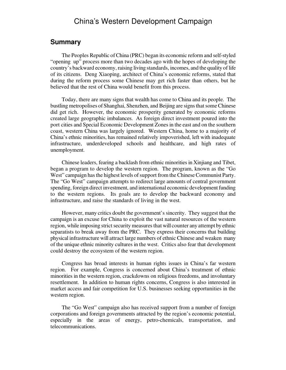 [20010912]RL31104_中国西部大开发运动.pdf_第2页