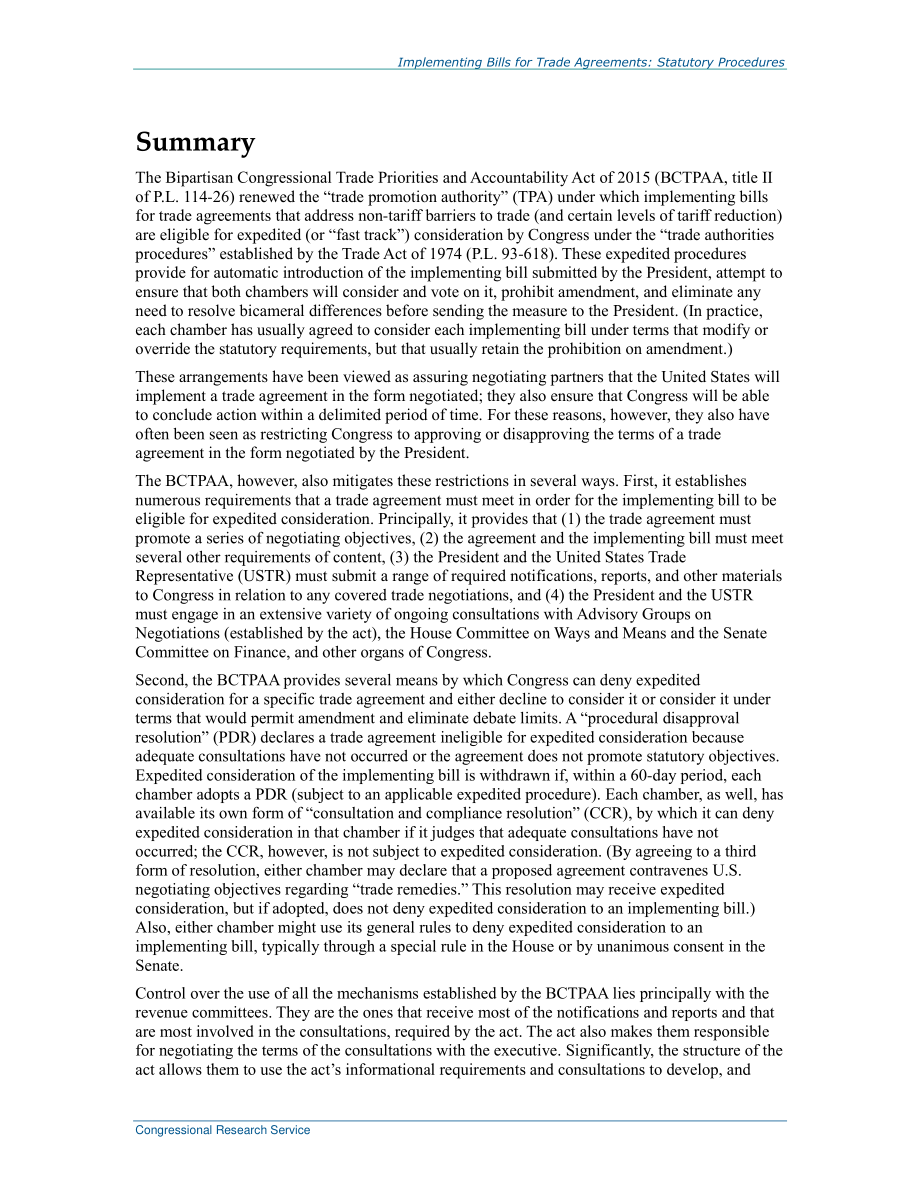 [20160812]R44584_实施贸易协议法案：贸易促进局的法定程序.pdf_第2页