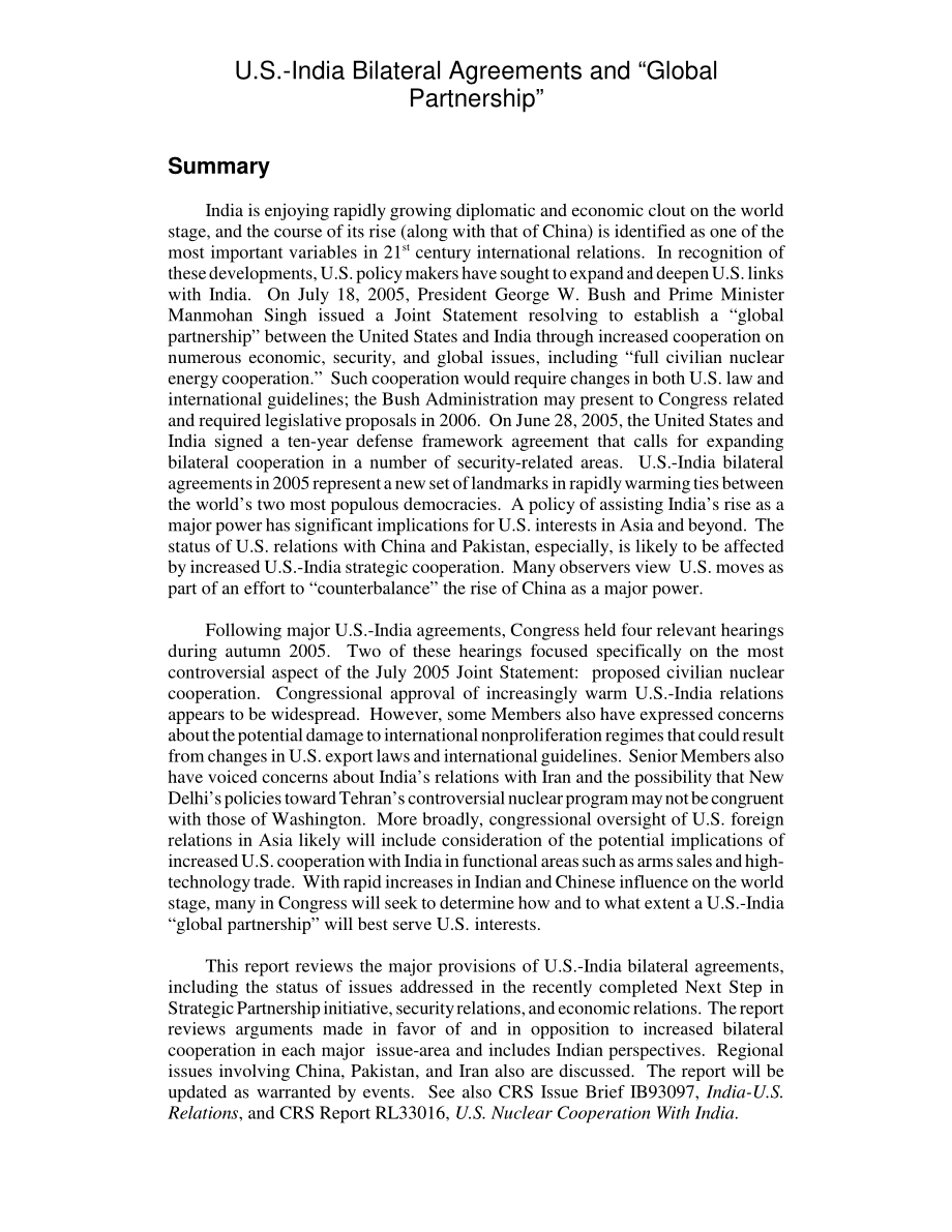 [20060310]RL33072_美印双边协议和“全球伙伴关系”.pdf_第2页