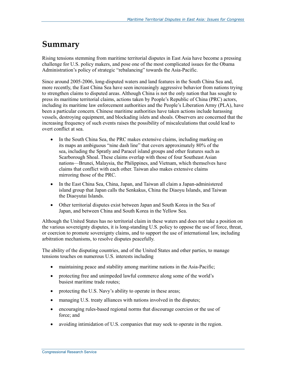 [20140514]R42930_东亚海洋领土争端：国会议题.pdf_第2页