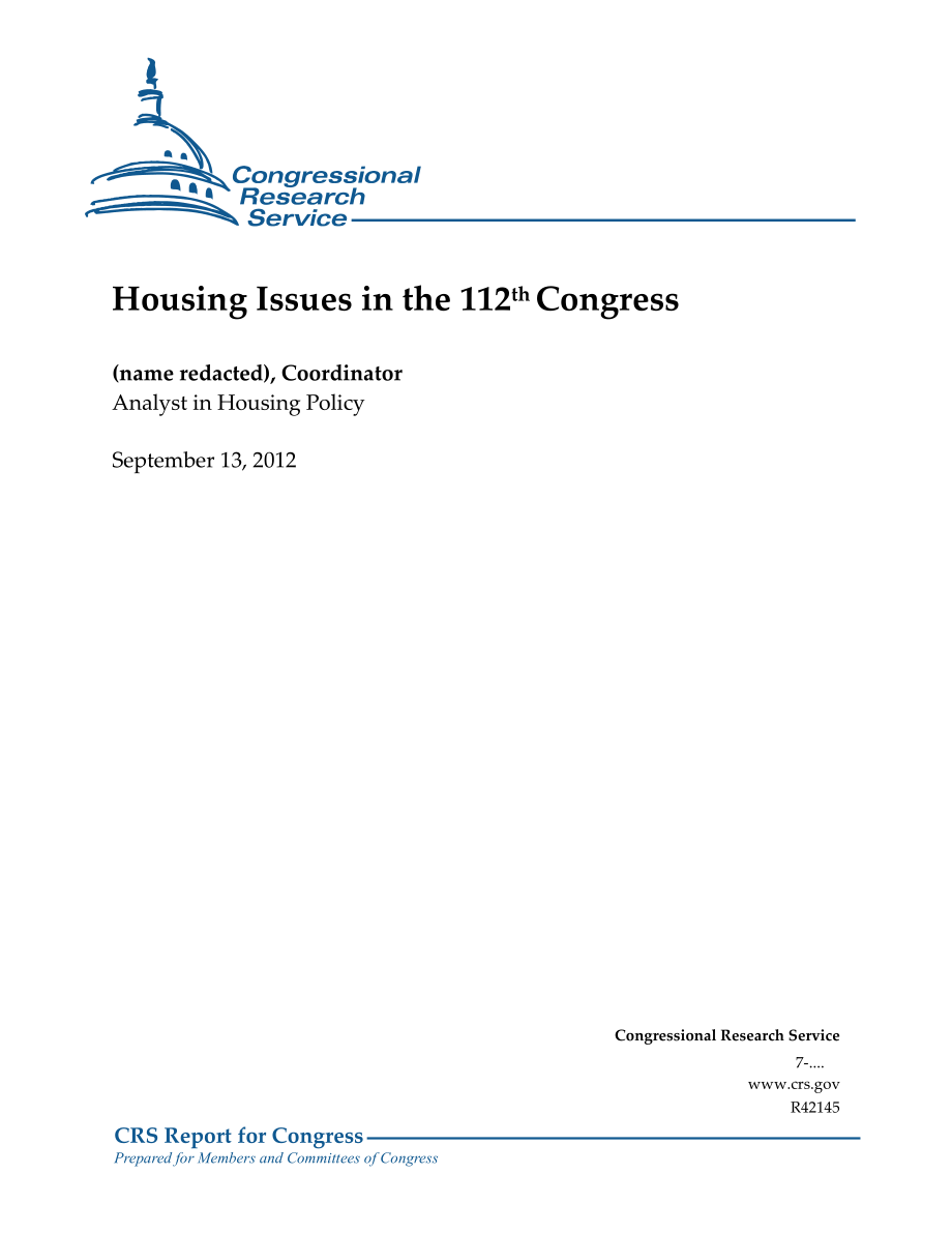 [20120913]R42145_第112届国会的住房问题.pdf_第1页