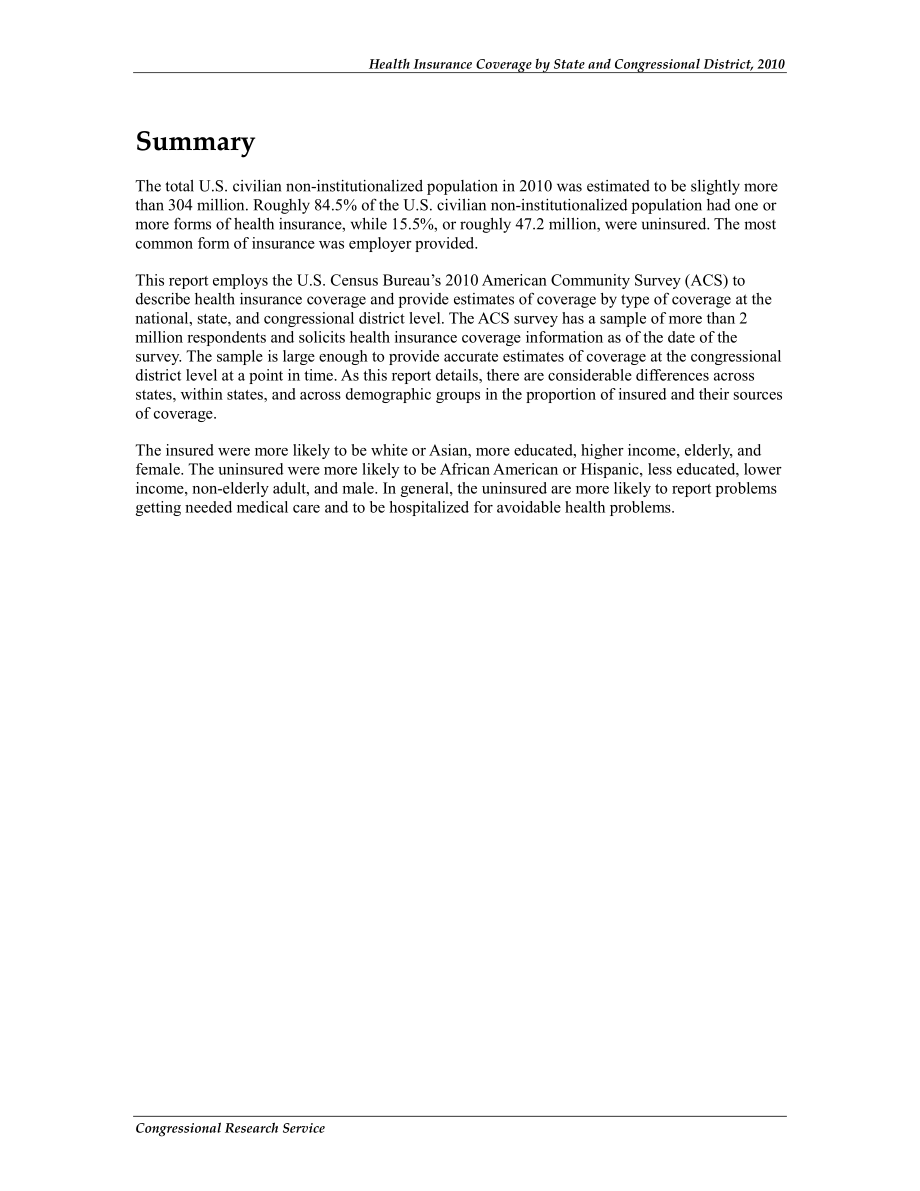 [20111020]R42055_2010年各州和国会选区的医疗保险覆盖率.pdf_第2页