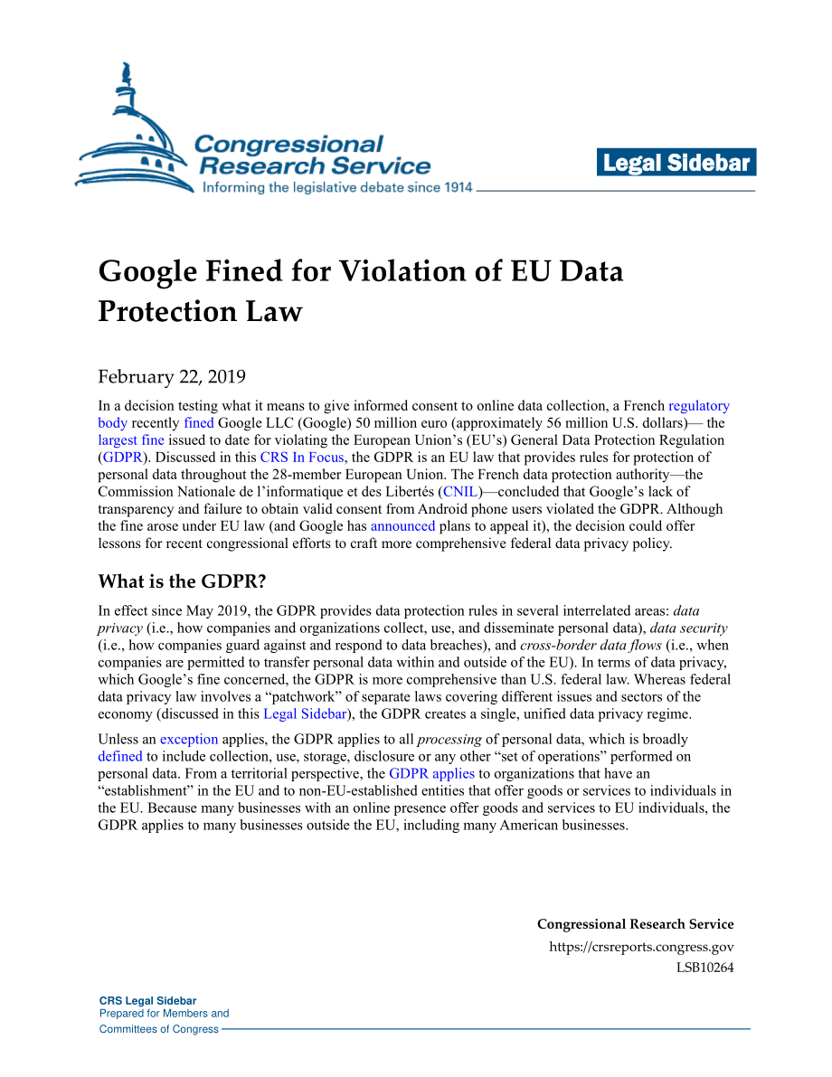[20190222]LSB10264_谷歌违反欧盟数据保护法被罚款.pdf_第1页