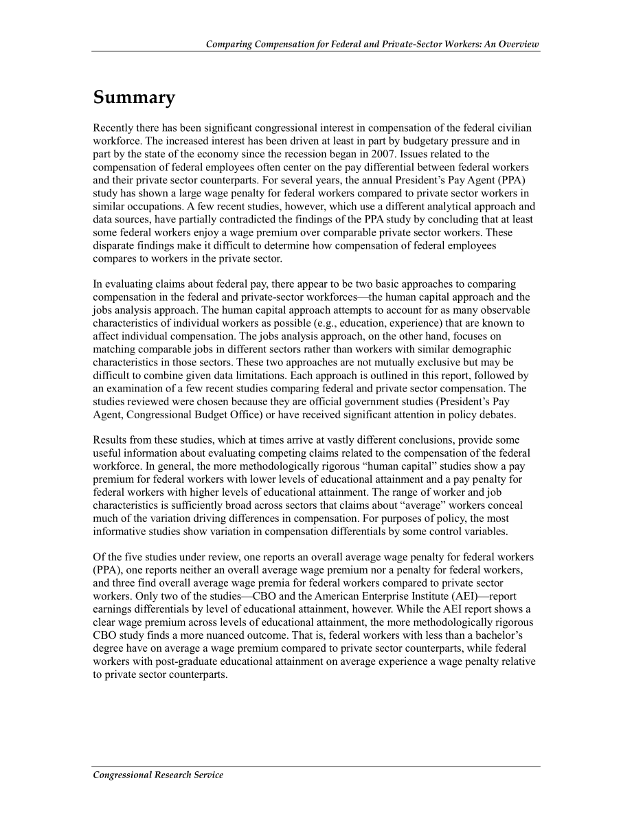 [20120730]R42636_比较联邦和私营部门工人的薪酬：概述.pdf_第2页