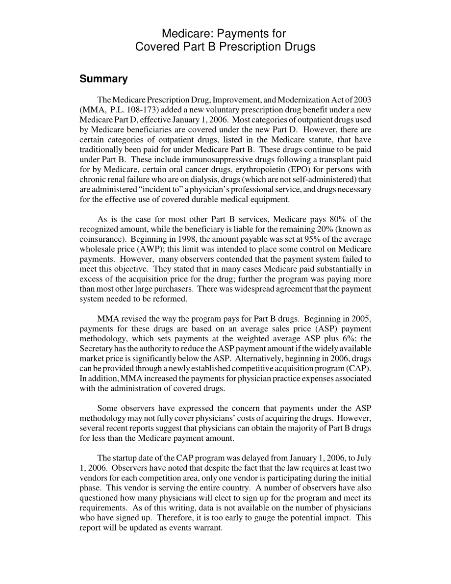 [20060630]RL31419_医疗保险：B部分处方药费用.pdf_第2页