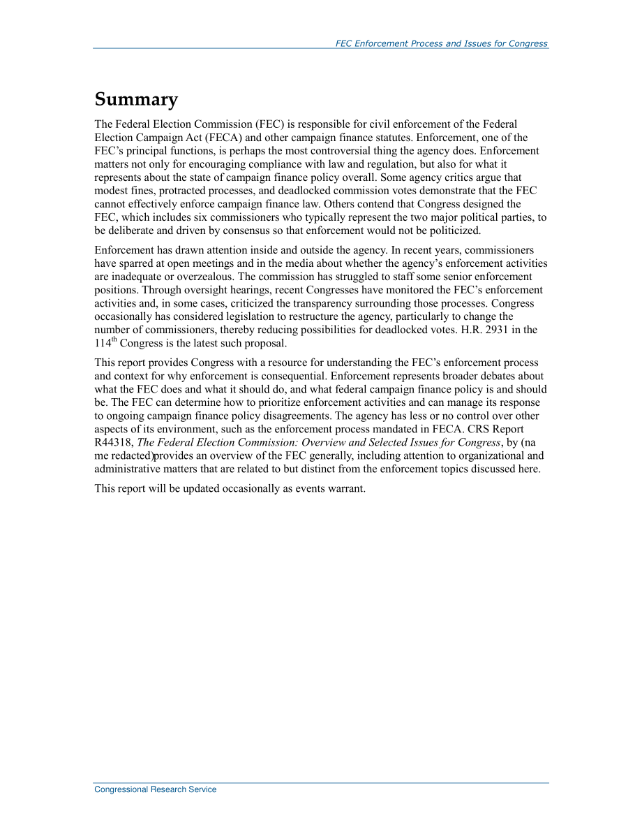 [20151222]R44319_联邦选举委员会：执行过程和国会选定的问题.pdf_第2页