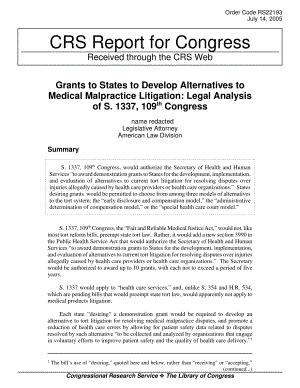[20050714]RS22193_向各州提供赠款以开发医疗事故诉讼的替代方案：S.1337第109届国会的法律分析.pdf