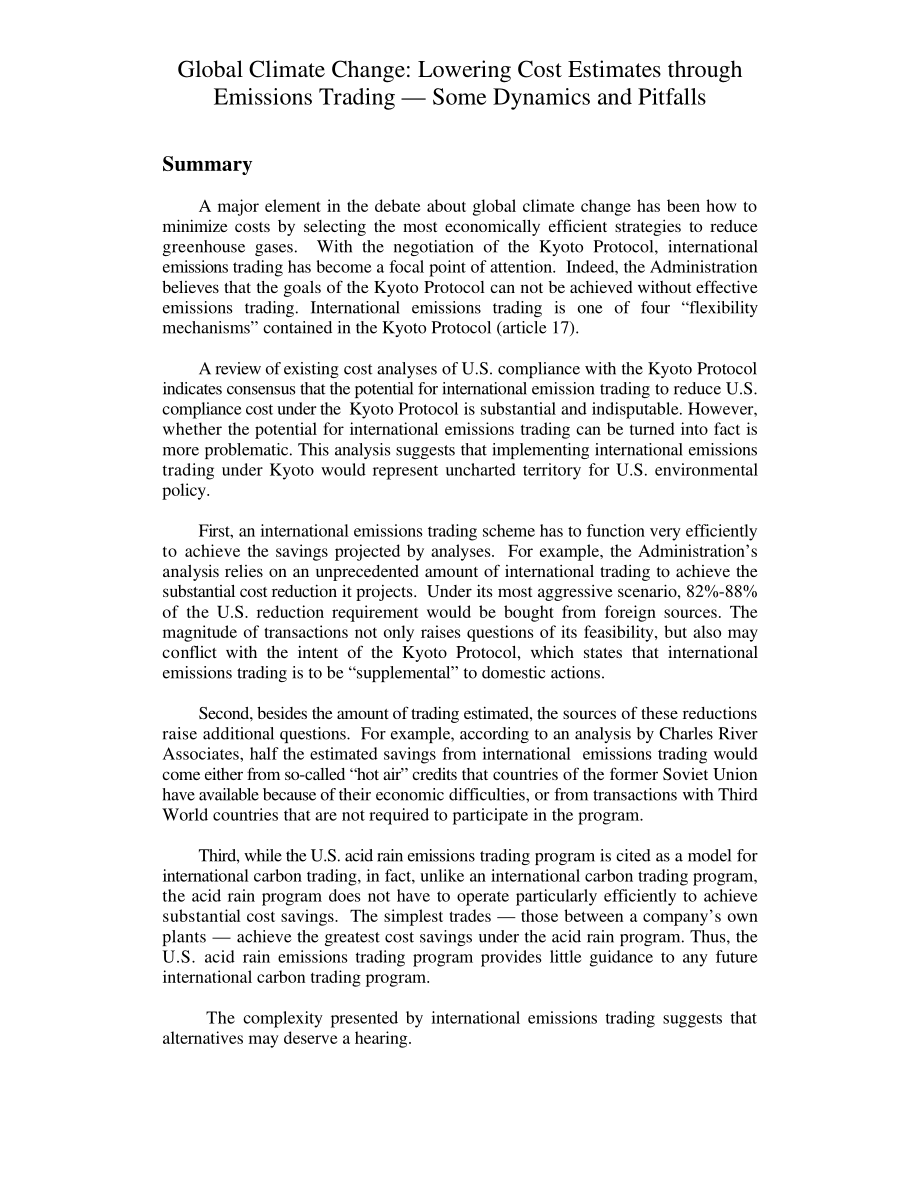 [19990820]RL30285_全球气候变化：通过排放交易降低成本估算——一些动态和陷阱.pdf_第3页