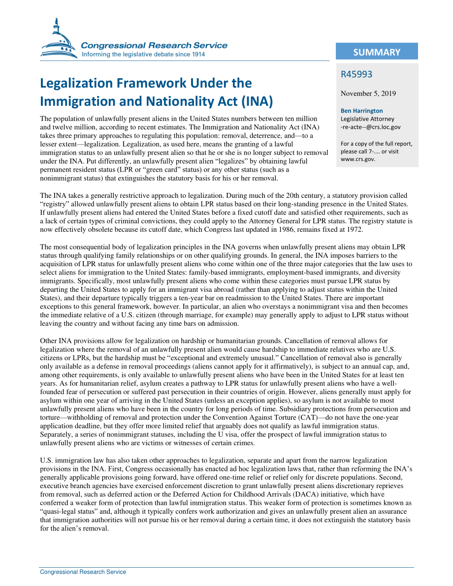 [20191105]R45993_《移民和国籍法》（INA）下的合法化框架.pdf_第2页