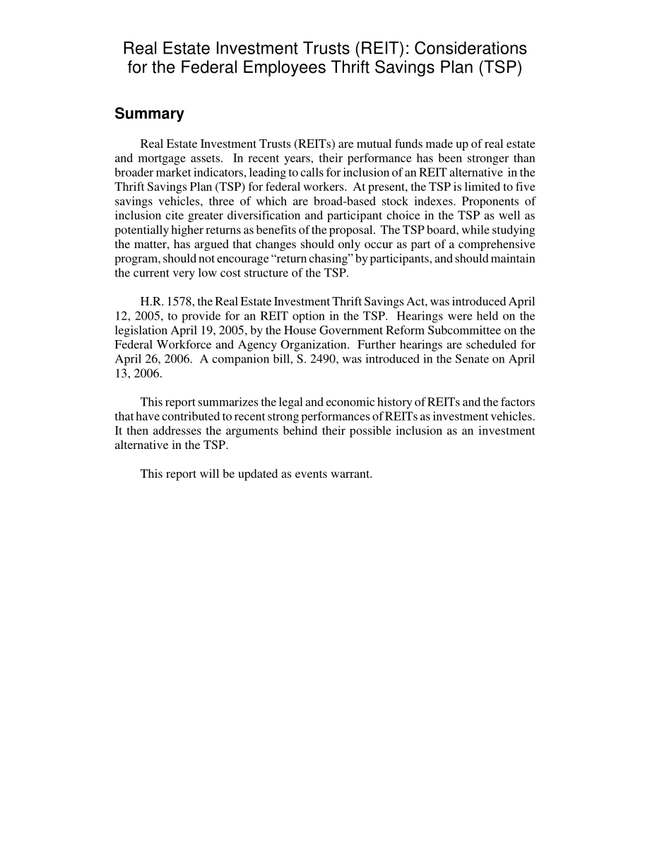[20060424]RL33380_房地产投资信托（REIT）：对联邦雇员储蓄计划（TSP）的考虑.pdf_第2页