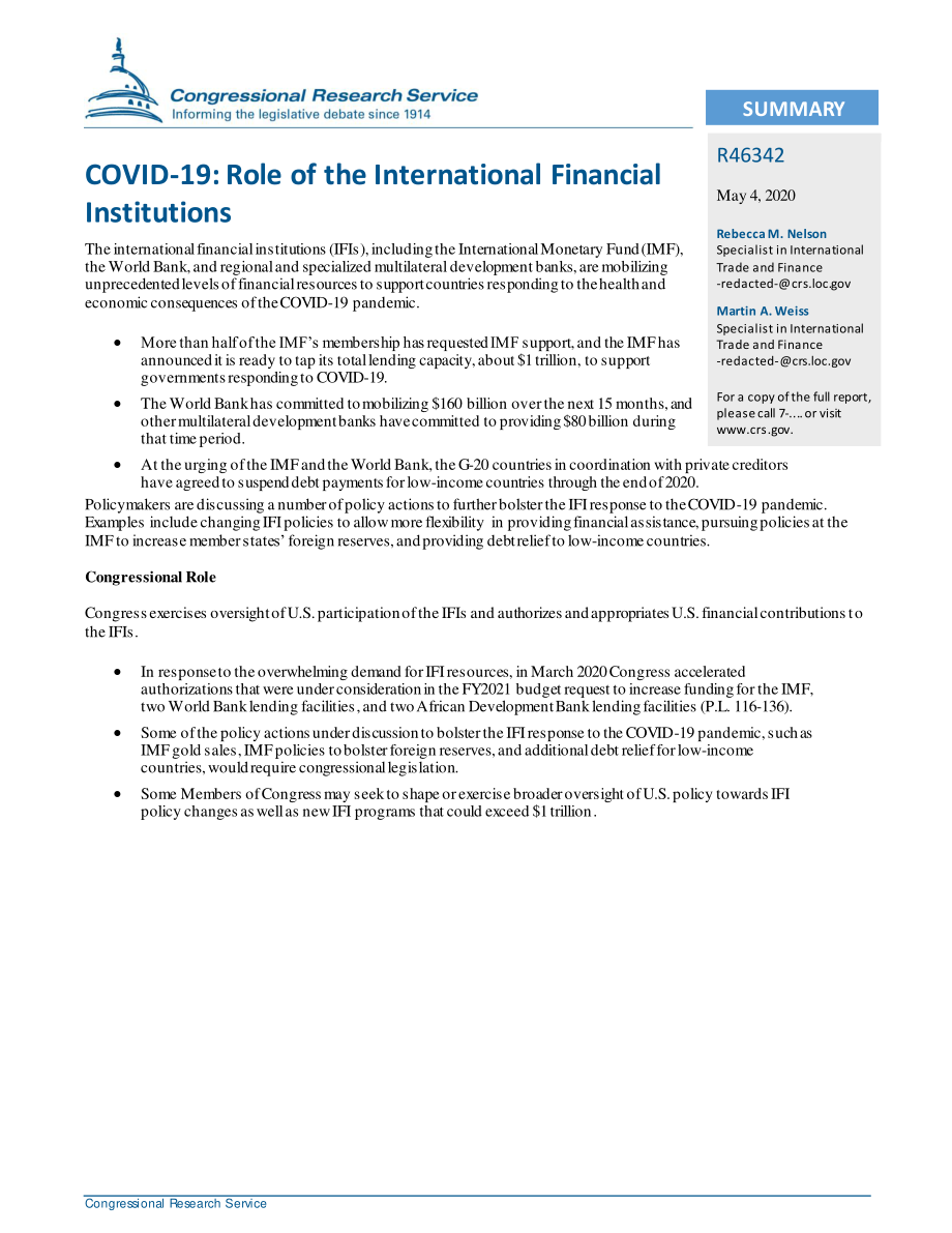 [20200504]R46342_新冠病毒-19：国际金融机构的作用.pdf_第2页
