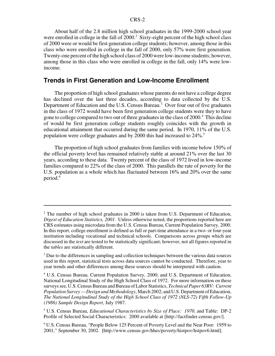 [20050209]RS21435_第一代和低收入学生的高中毕业和中学后入学情况.pdf_第2页