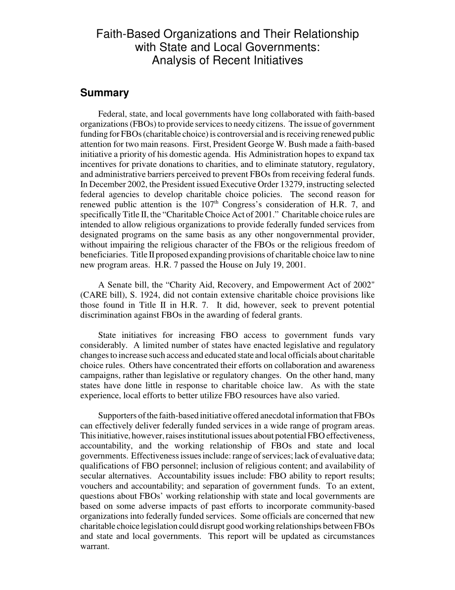 [20030123]RL31099_信仰组织及其与州和地方政府的关系：近期举措分析.pdf_第2页