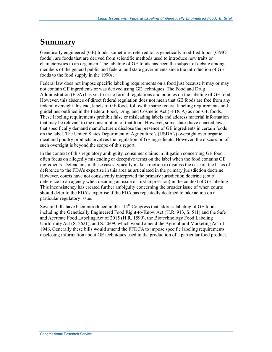 [20160311]R43705_转基因食品联邦标签的法律问题：简言之.pdf_第2页