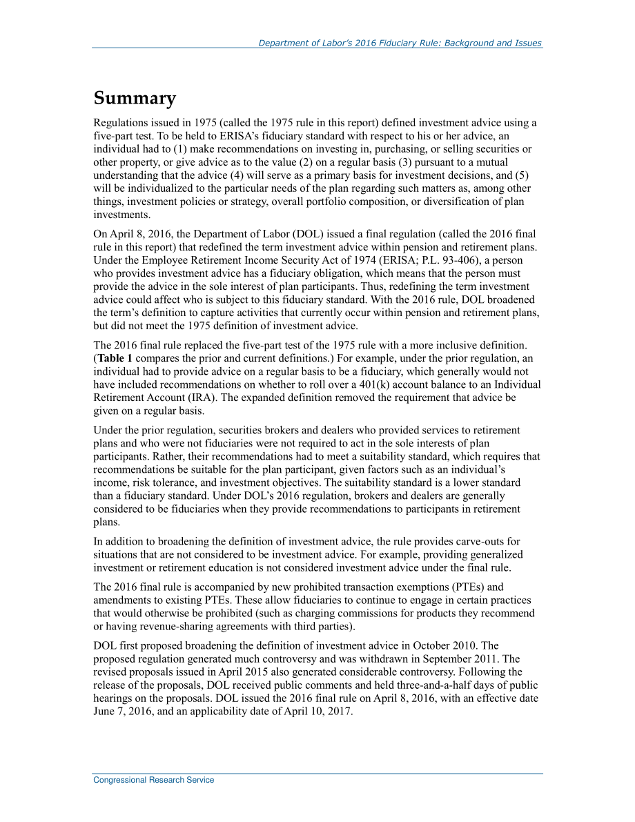 [20170703]R44884_劳工部2016年信托规则：背景和问题.pdf_第2页