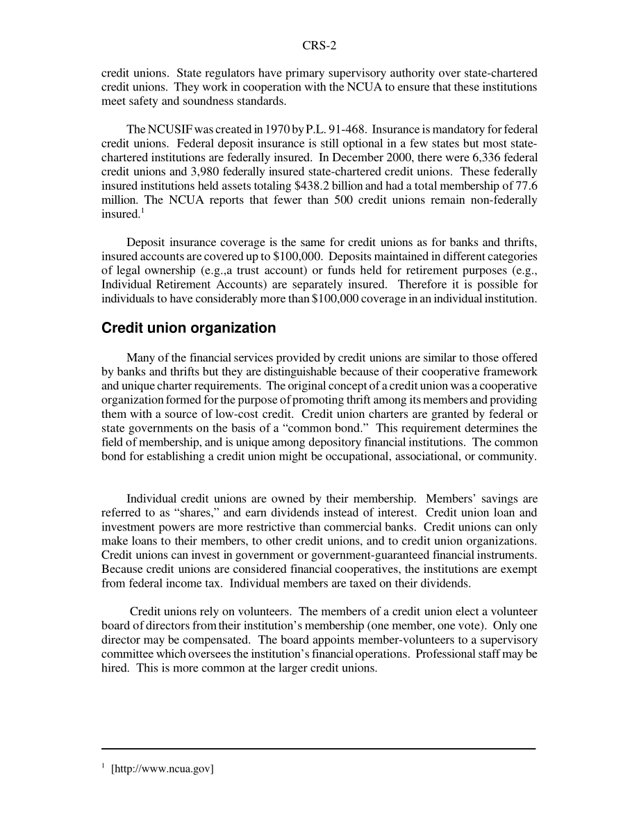 [20010521]RS20920_信用合作社存款保险：目的、管理和政策问题.pdf_第2页