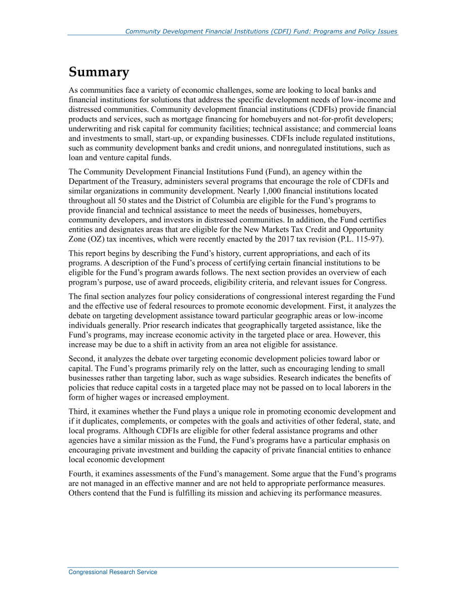 [20180125]R42770_社区发展金融机构（CDFI）基金：计划和政策问题.pdf_第2页