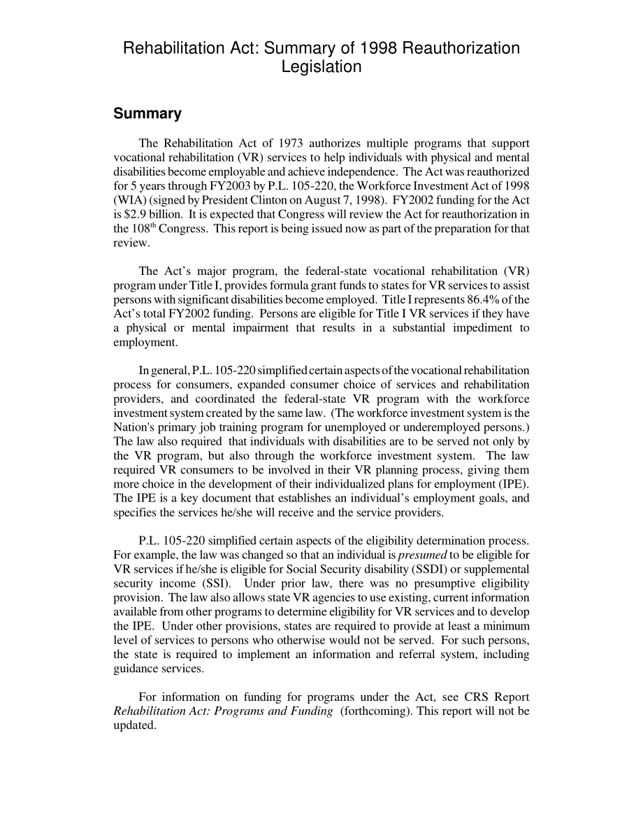 [20020114]RL31298_康复法案：1998年再授权立法摘要.pdf_第2页