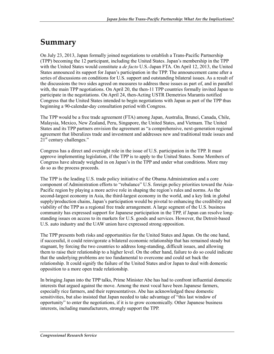 [20130813]R42676_日本加入跨太平洋伙伴关系：这意味着什么？.pdf_第2页