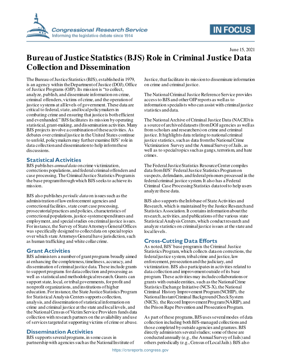 [20210615]IF11857_司法统计局（BJS）在刑事司法数据收集和传播中的作用.pdf_第1页
