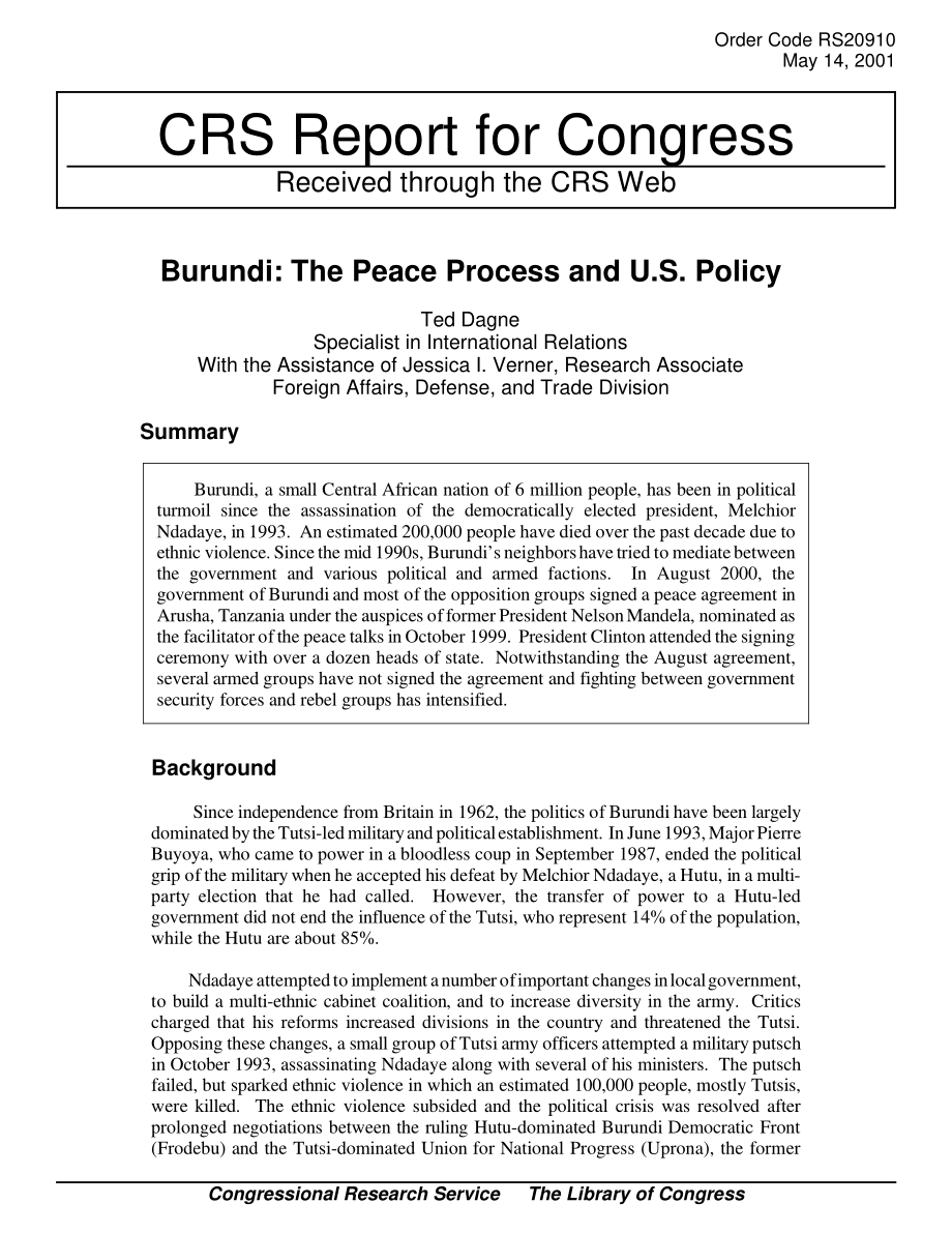[20010514]RS20910_布隆迪：和平进程与美国政策.pdf_第1页