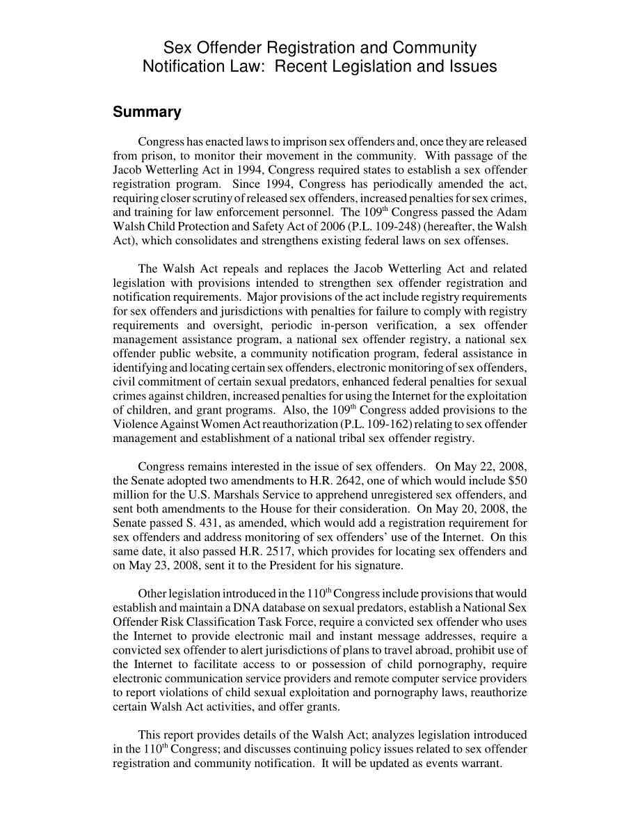 [20080603]RL32800_性犯罪者登记和社区通知法：最近的立法和问题.pdf_第2页