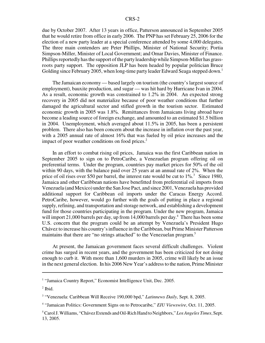 [20060203]RS22372_牙买加：政治和经济状况与美国关系.pdf_第2页