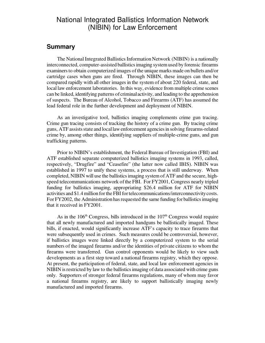 [20010703]RL31040_国家综合弹道信息网（NIBIN）执法.pdf_第2页