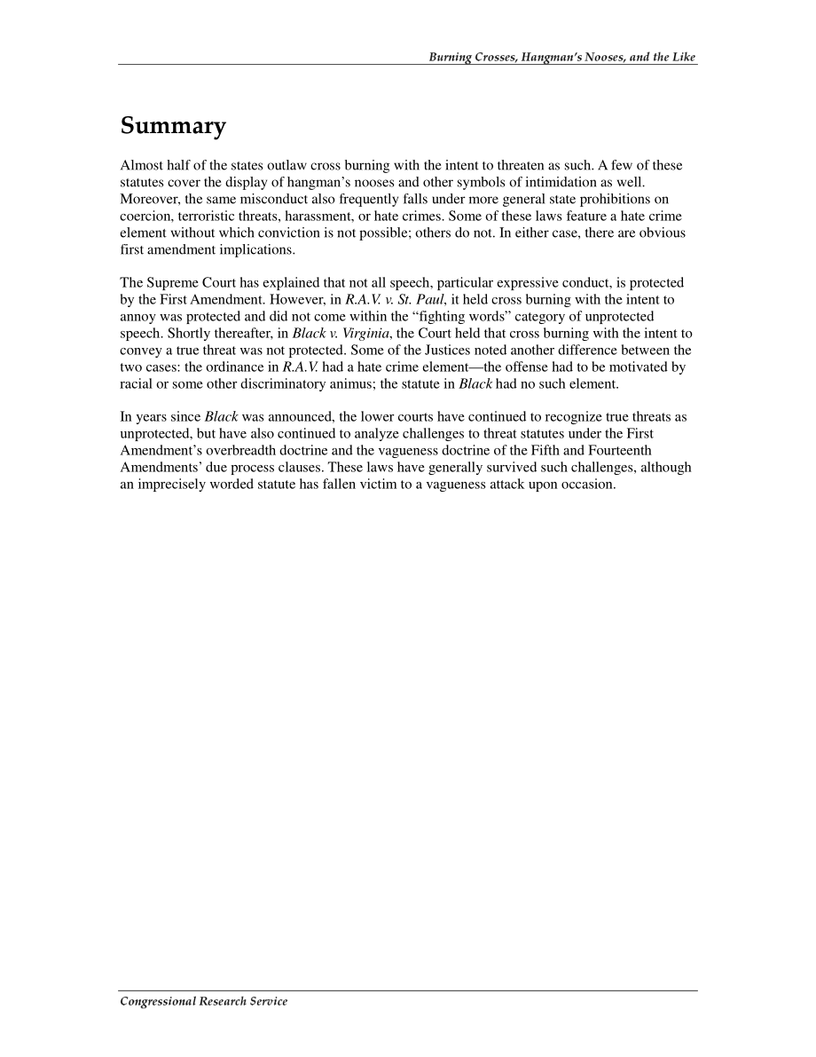 [20071005]RL34200_焚烧十字架、绞刑架等：禁止以威胁为目的使用恐惧和暴力象征的州法规.pdf_第2页