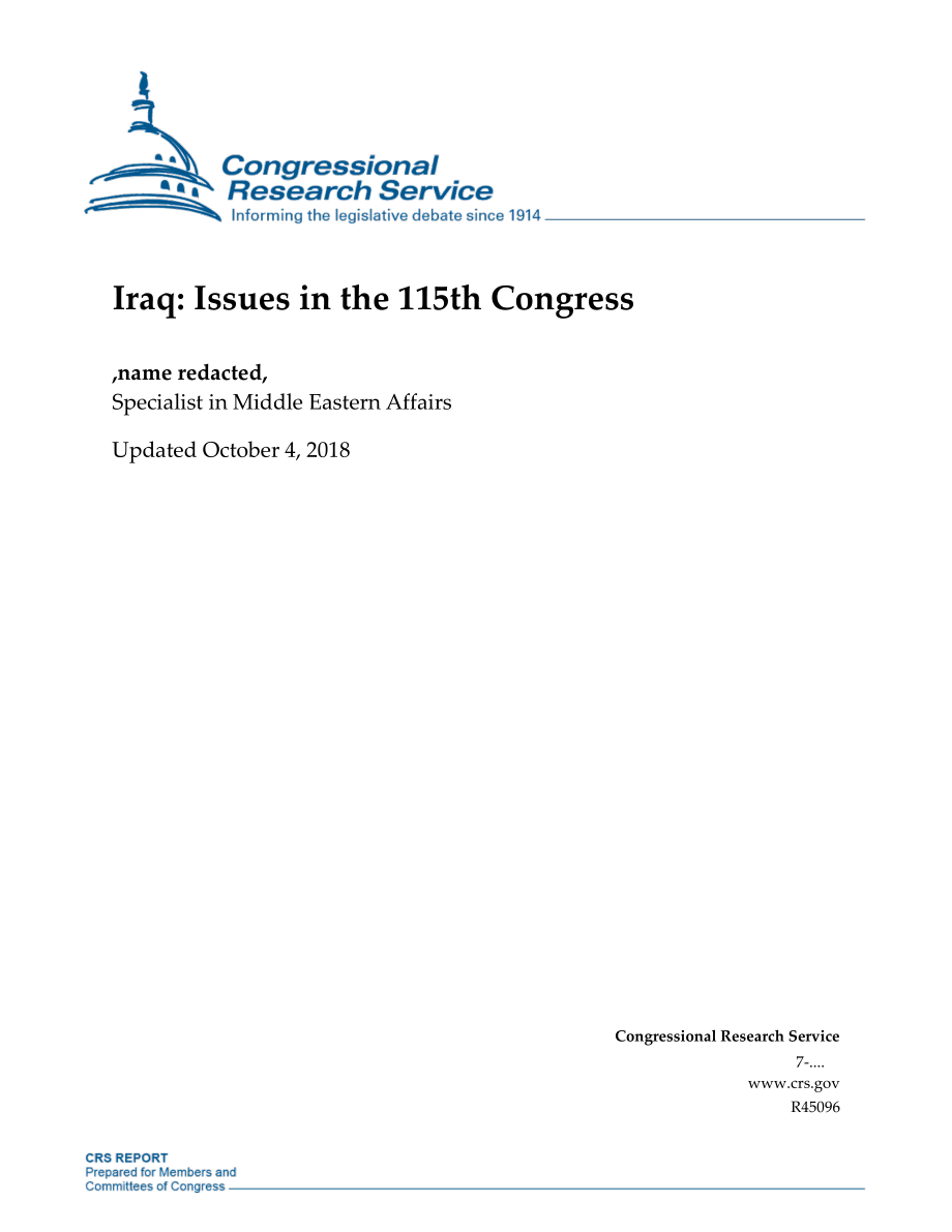 [20181004]R45096_伊拉克：第115届国会的议题.pdf_第1页