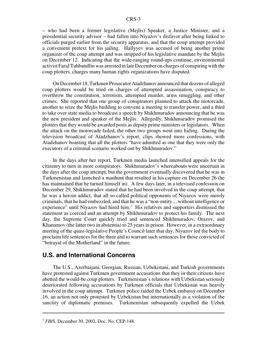 [20030307]RS21384_土库曼斯坦未遂政变：影响和美国的担忧.pdf_第3页