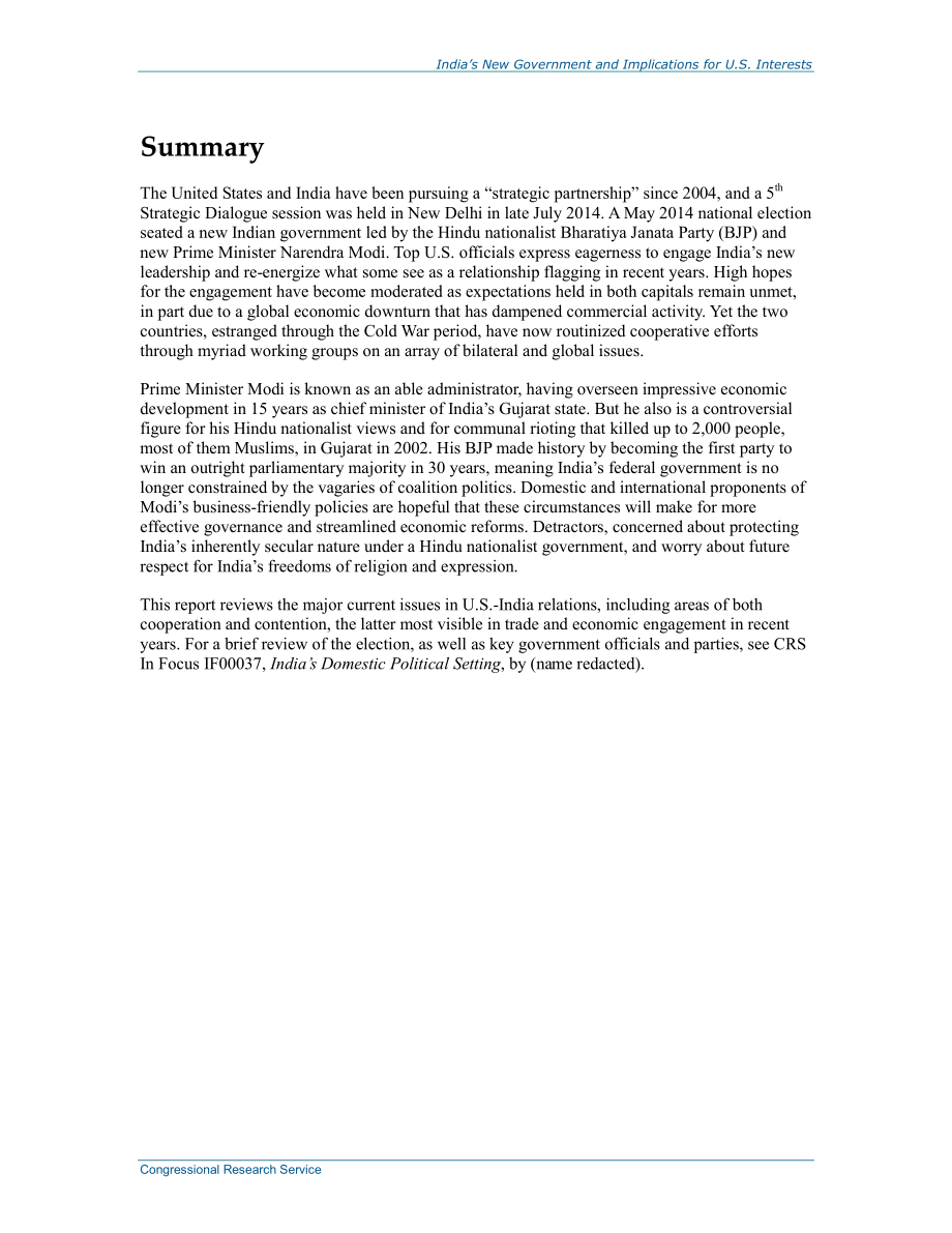 [20140807]R43679_印度新政府及其对美国利益的影响.pdf_第2页
