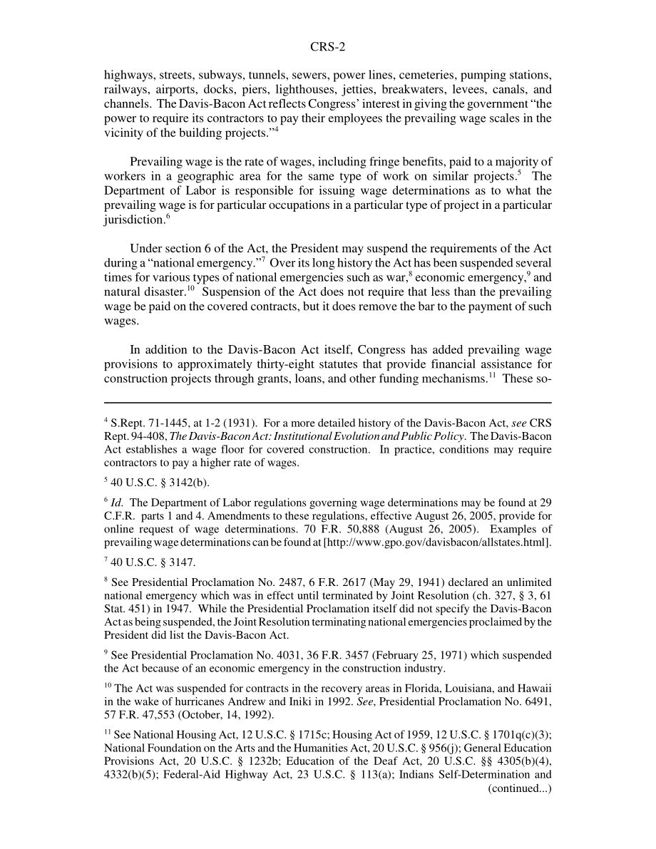 [20050916]RS22265_现行工资要求和《戴维斯-培根法案》的紧急中止.pdf_第2页