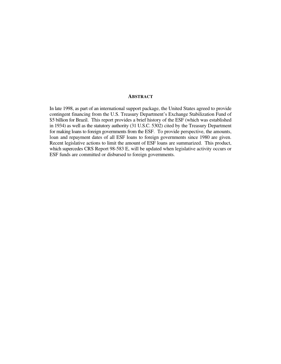 [19990920]RL30125_The Exchange Stabilization Fund of the U.S. Treasury Department Purpose, History, and Legislative Activity.pdf_第2页