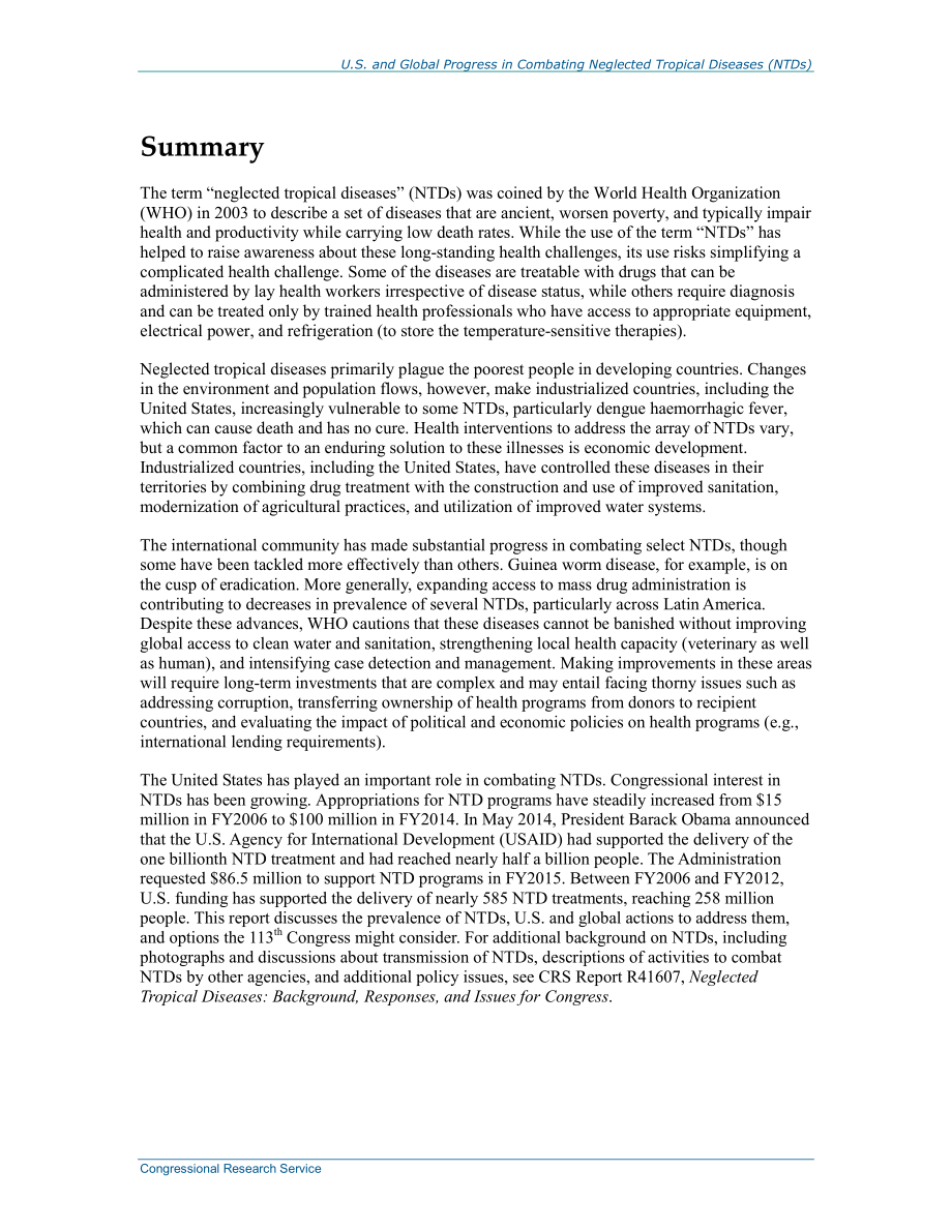 [20140528]R42931_防治被忽视热带病的进展：2006财年至2015财年美国和全球的努力.pdf_第2页
