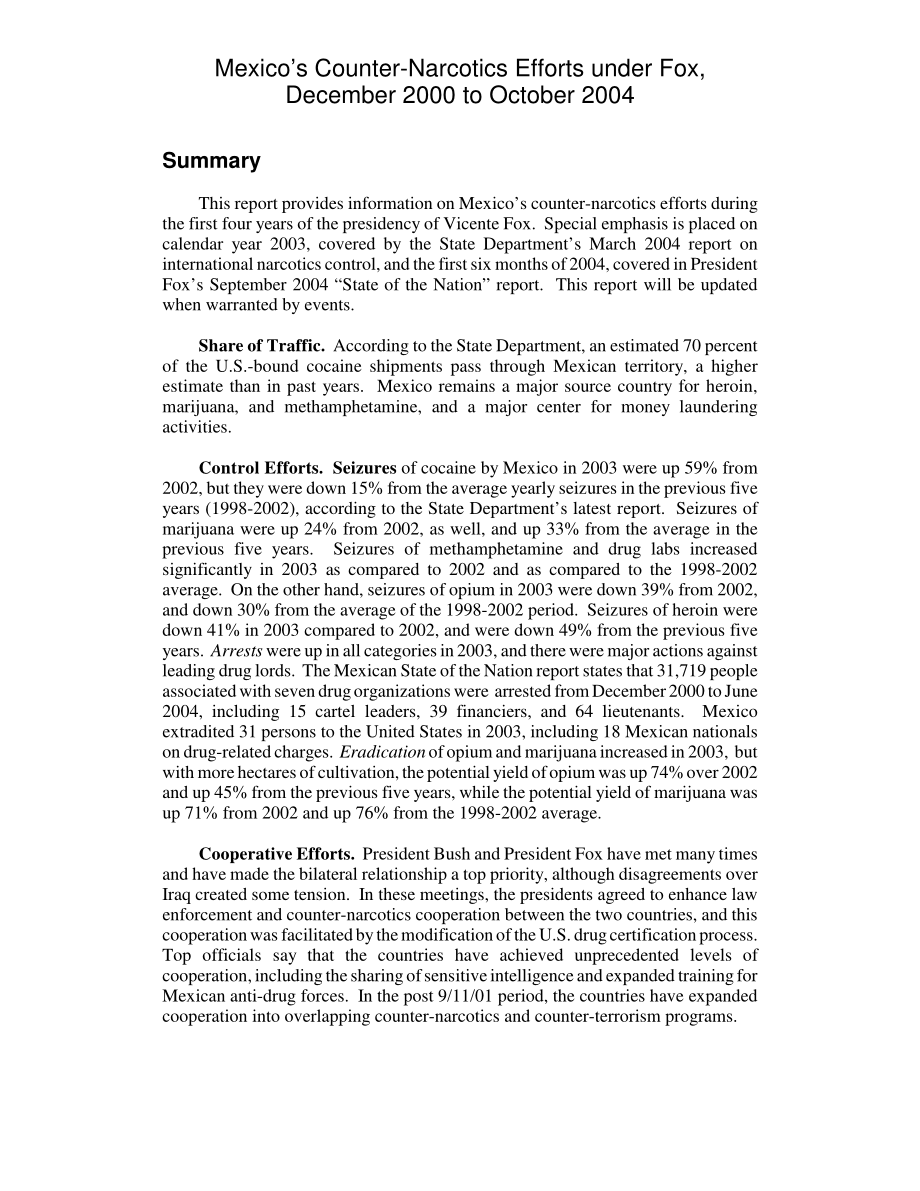 [20041110]RL32669_2000年12月至2004年10月墨西哥在福克斯领导下的禁毒努力.pdf_第2页