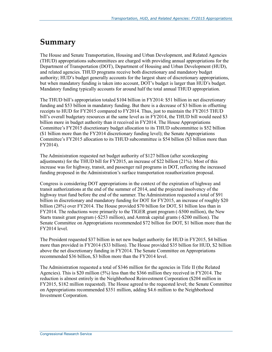 [20140616]R43582_交通、住房和城市发展及相关机构（THUD）：2015财年拨款.pdf_第2页