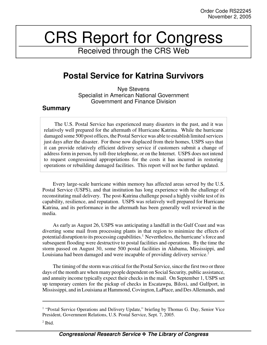 [20051102]RS22245_卡特里娜飓风幸存者邮政服务.pdf_第1页